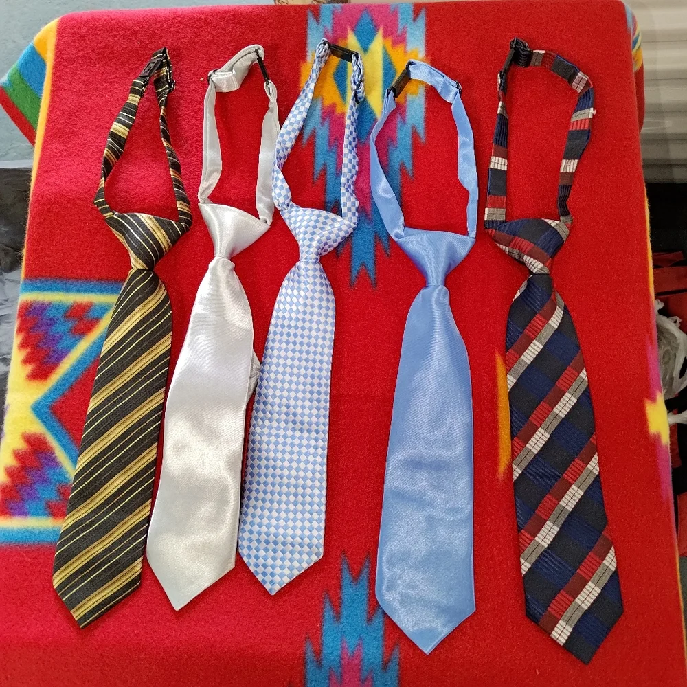 kilofly Pre-tied Adjustable Zipper Tie Kids Boys Baby Necktie Value Set of 5